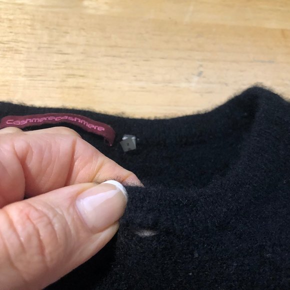 *Womens Cashmere Cashmere Black Round Hem Short Sleeve Sweater S - Picture 16 of 16